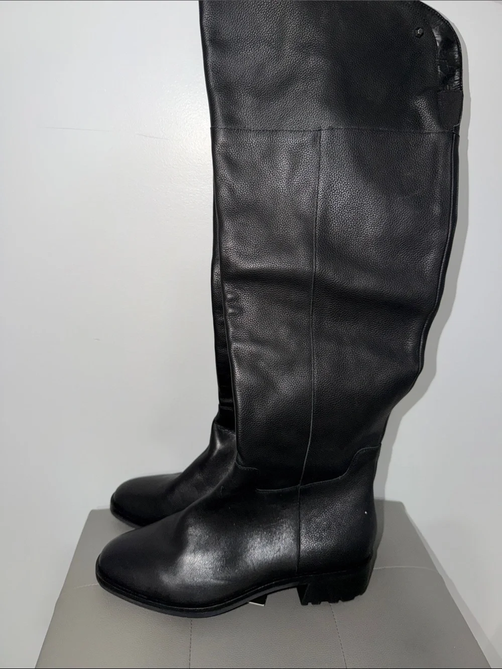 Vince Camuto Black Leather Over-the-Knee Wide Calf Boots